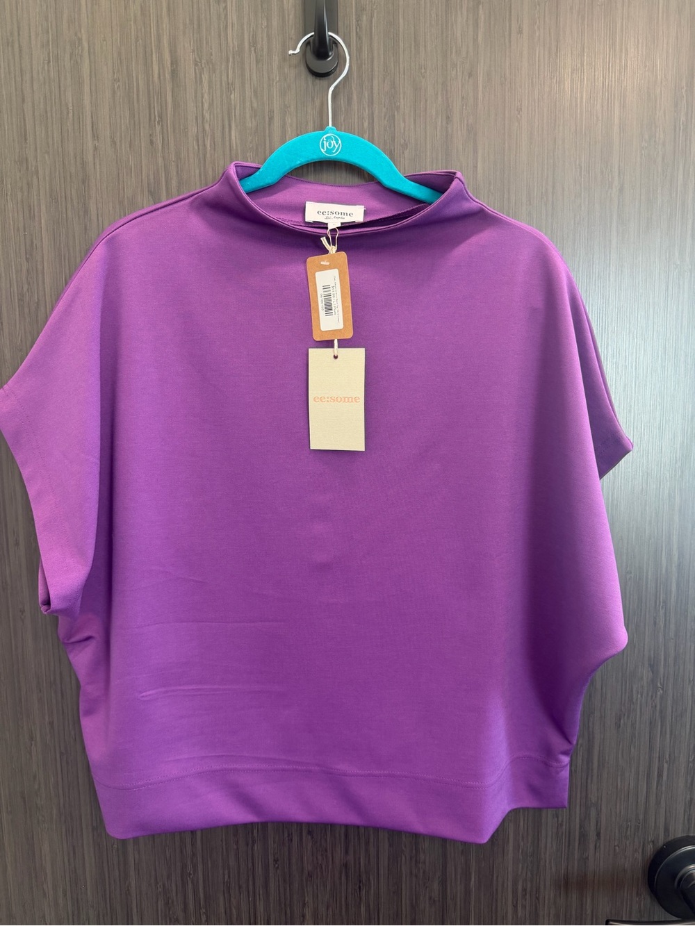 eesome Boxy Mock Neck Top in Vibrant Purple